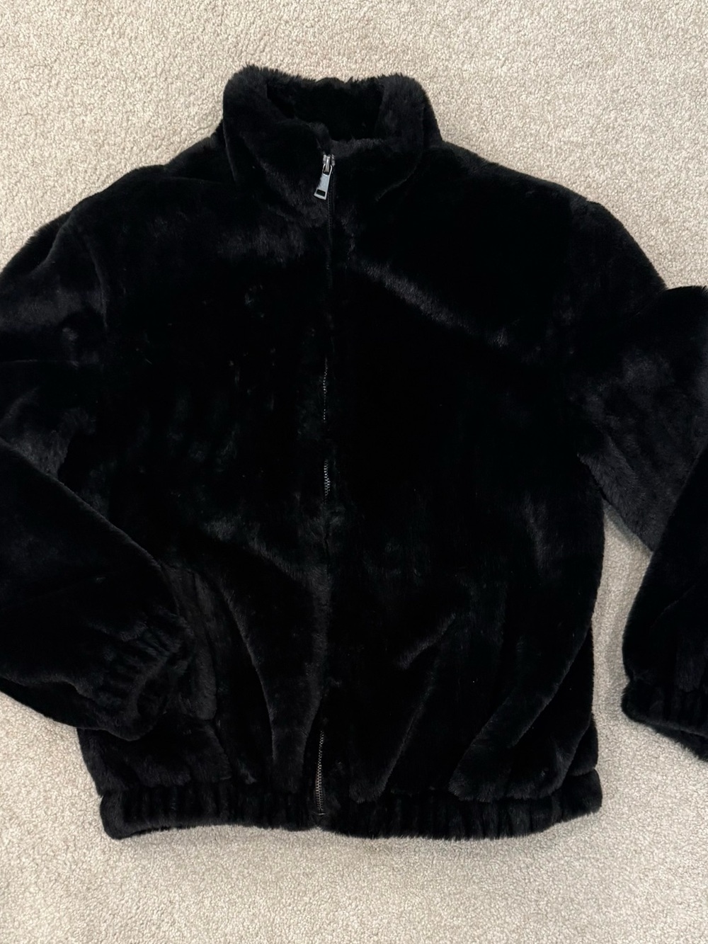 Cynthia Rowley Black Faux Fur Zip Jacket